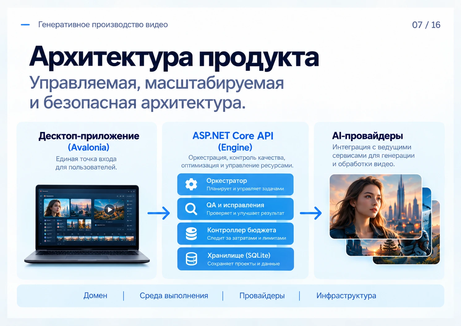 Архитектура продукта: клиент, API и AI-конвейер